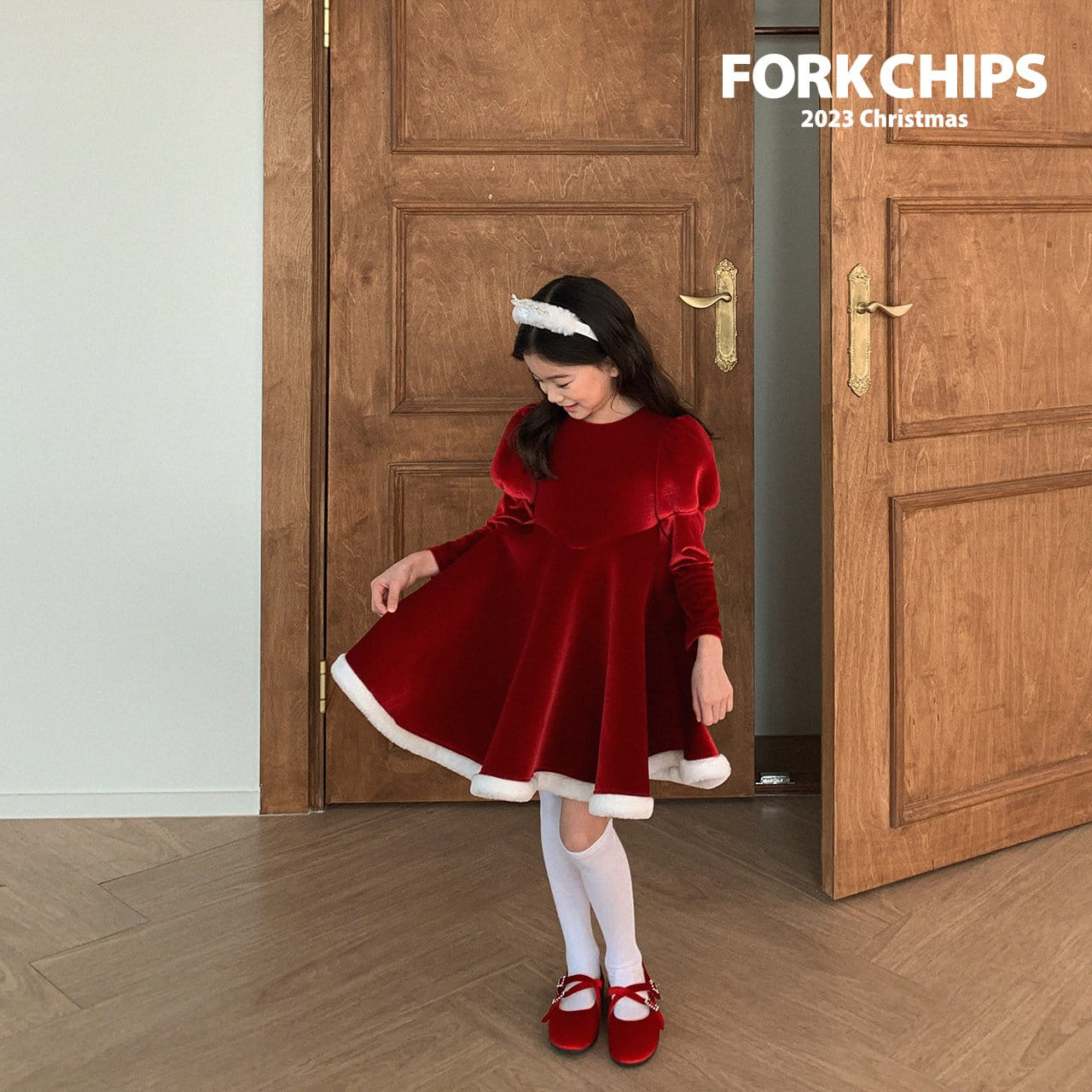 Fork Chips - Korean Children Fashion - #todddlerfashion - Merry Snow White One-Piece - 10