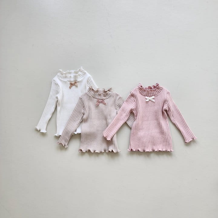 From J - Korean Baby Fashion - #onlinebabyboutique - Ribbon Terry Tee - 12