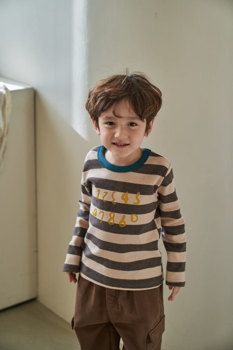 Green Tomato - Korean Children Fashion - #magicofchildhood - Stripes Number Tee - 5