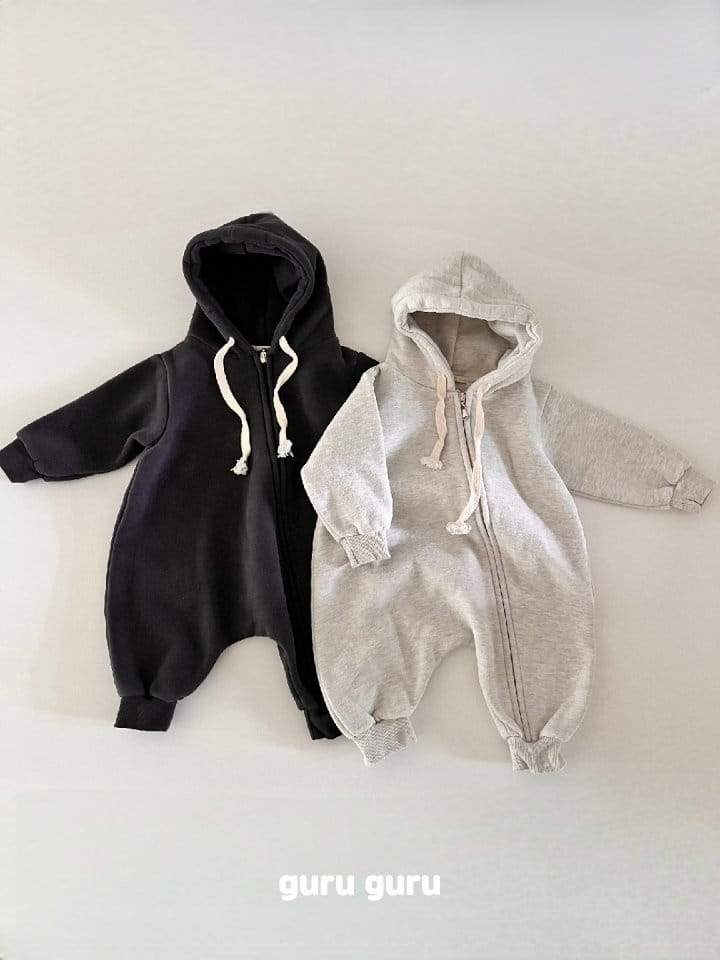 Guru Guru - Korean Baby Fashion - #onlinebabyboutique - Fleece Hoody Romper - 4