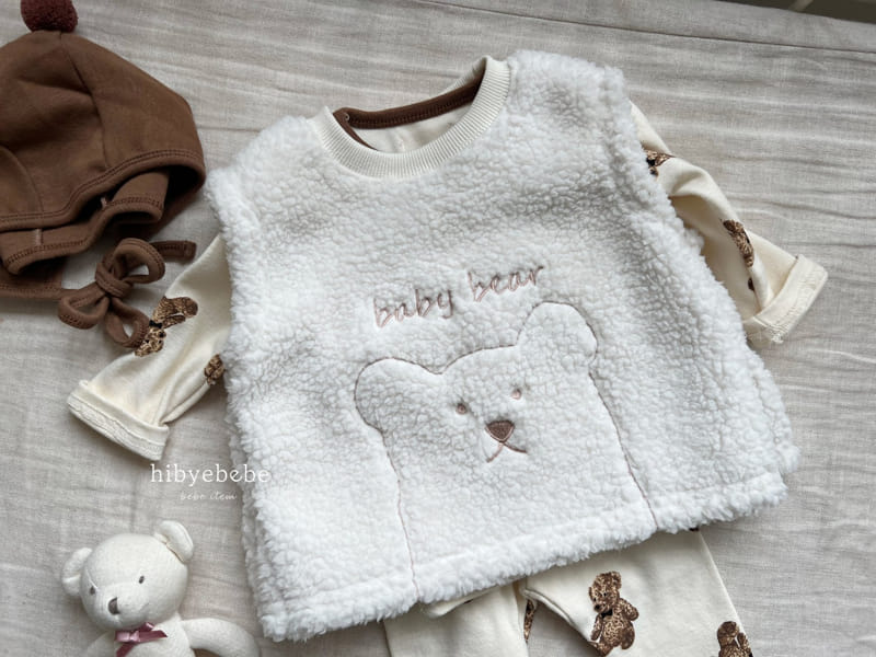 Hi Byebebe - Korean Baby Fashion - #babyfashion - Warm Bear Embroidery Vest - 3