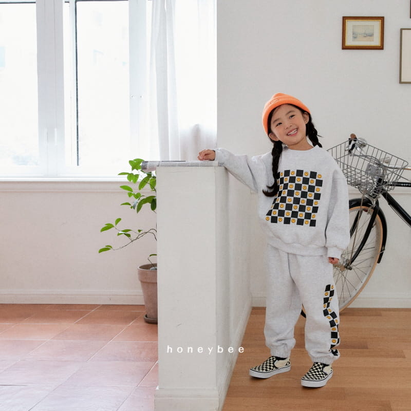 Honeybee - Korean Children Fashion - #childofig - Check Smile Top Bottom Set - 7