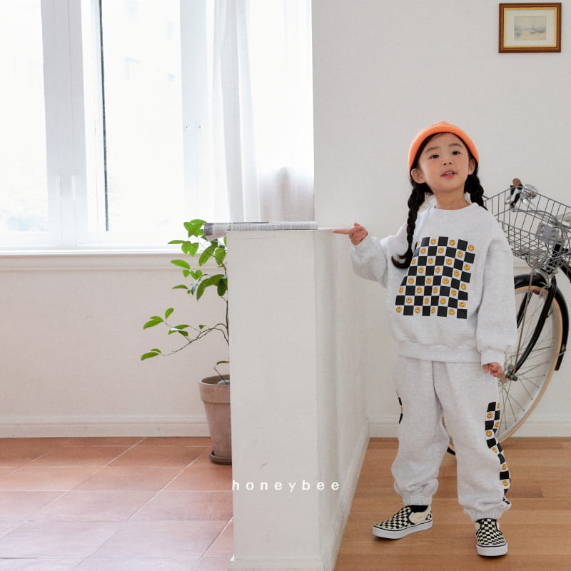Honeybee - Korean Children Fashion - #childofig - Check Smile Top Bottom Set - 8