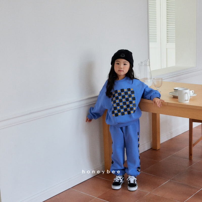Honeybee - Korean Children Fashion - #fashionkids - Check Smile Top Bottom Set - 12