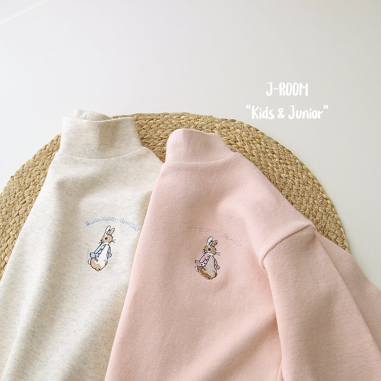 J-Room - Korean Children Fashion - #Kfashion4kids - Rabbit Embroider Half Turtleneck Tee