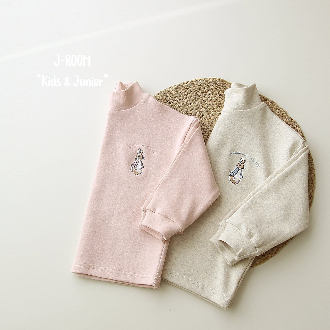 J-Room - Korean Children Fashion - #littlefashionista - Rabbit Embroider Half Turtleneck Tee - 2