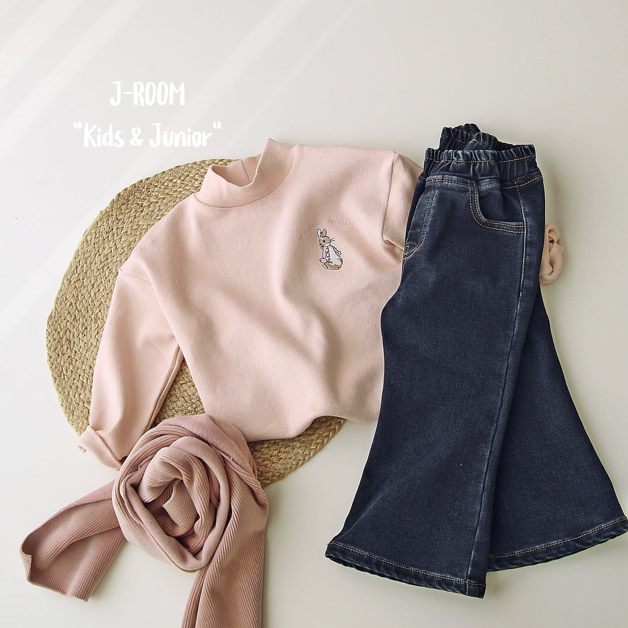 J-Room - Korean Children Fashion - #stylishchildhood - Rabbit Embroider Half Turtleneck Tee - 8