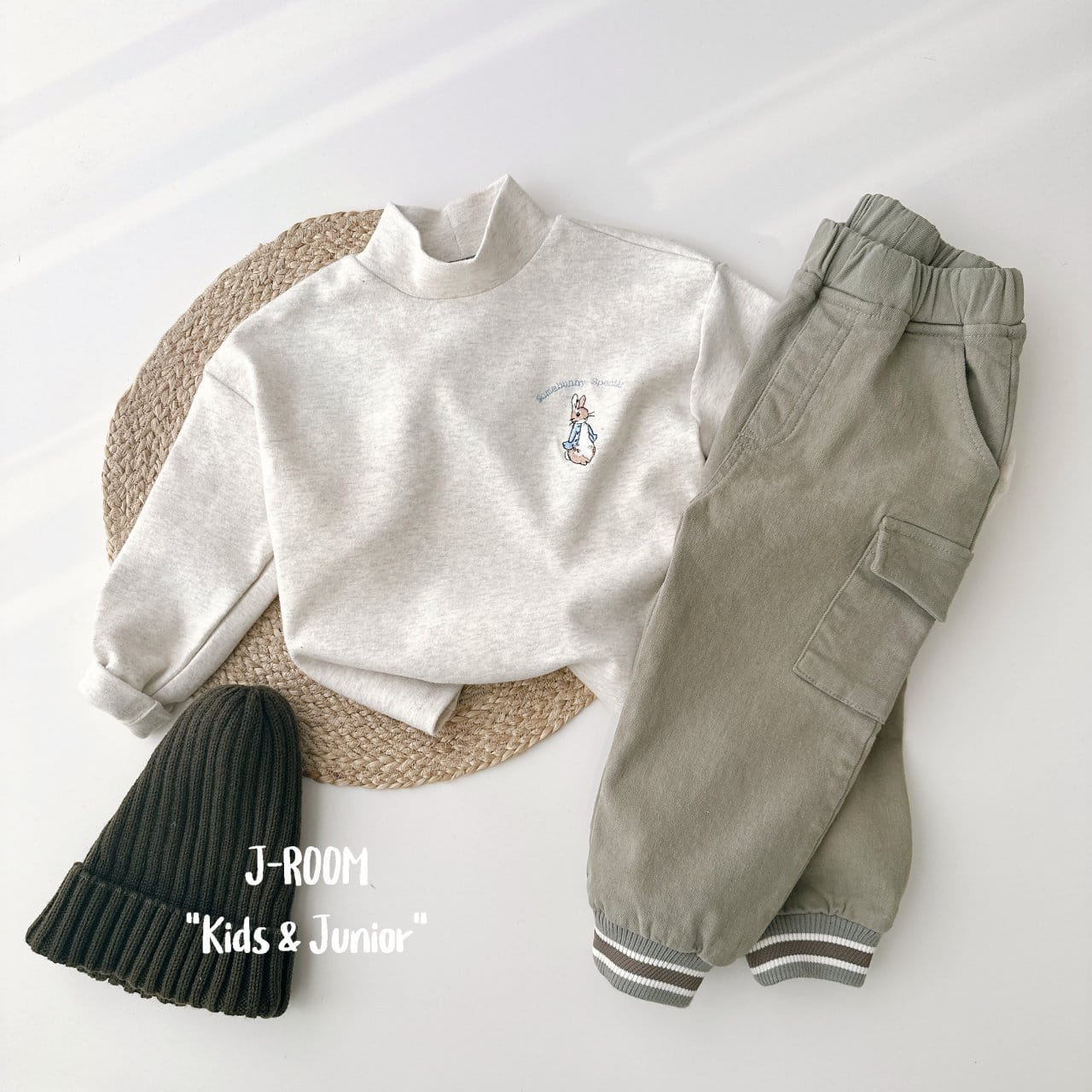 J-Room - Korean Children Fashion - #toddlerclothing - Rabbit Embroider Half Turtleneck Tee - 7