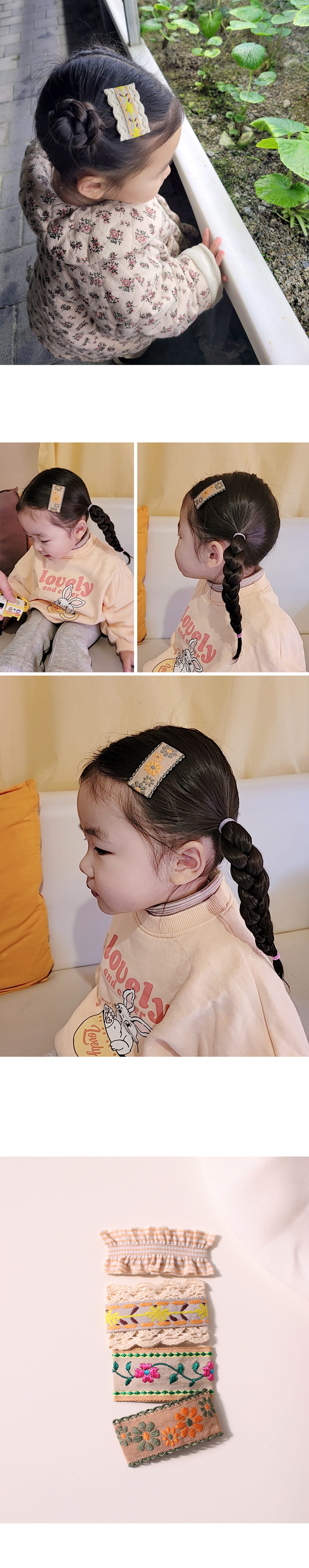 Jireh Bow - Korean Baby Fashion - #onlinebabyboutique - Beige Holic Ticking Hair Pin