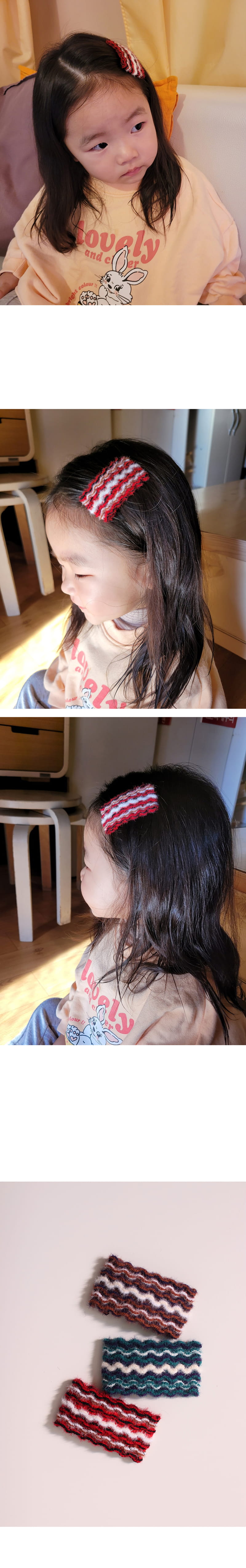 Jireh Bow - Korean Baby Fashion - #onlinebabyshop - Wave Ticking Hair Pin