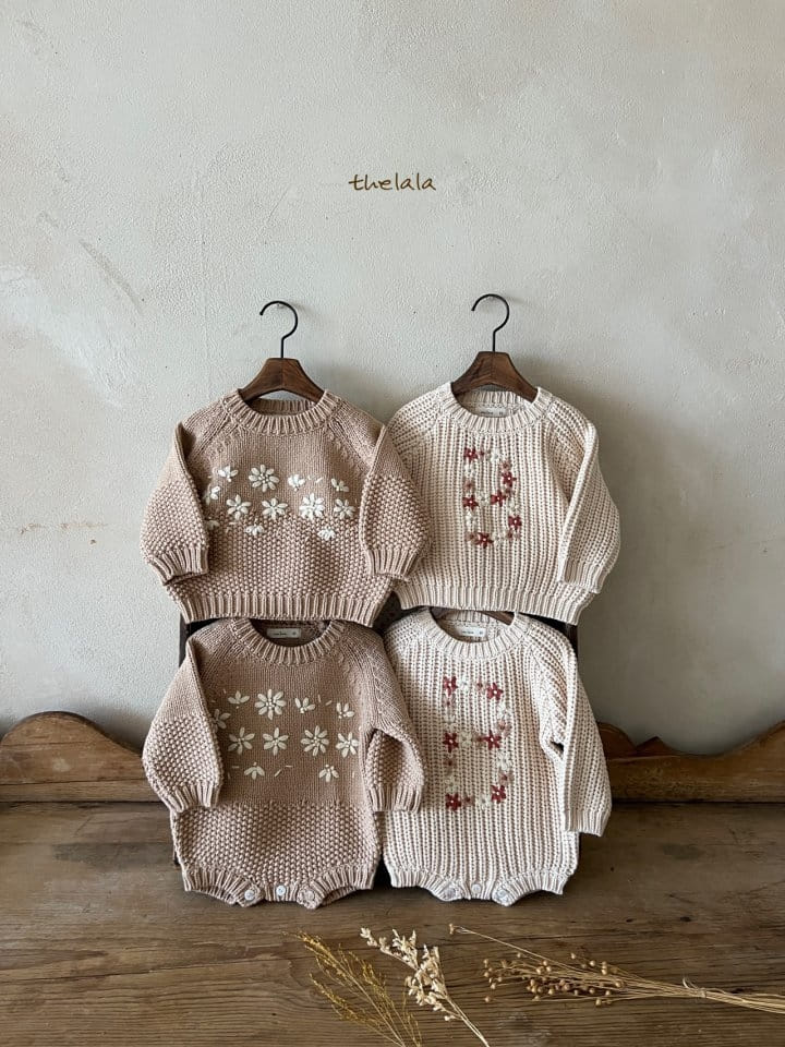 Lala - Korean Baby Fashion - #babygirlfashion - Flower Path Knit Tee - 2