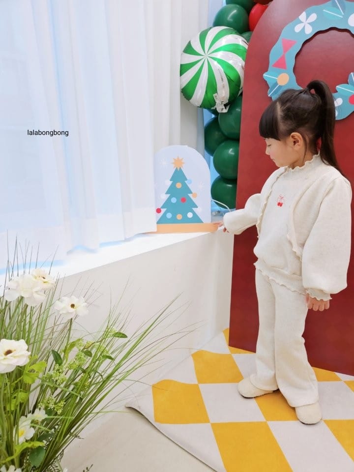 Lalabongbong - Korean Children Fashion - #kidsshorts - Cherry Ribbon Top Bottom Set - 10