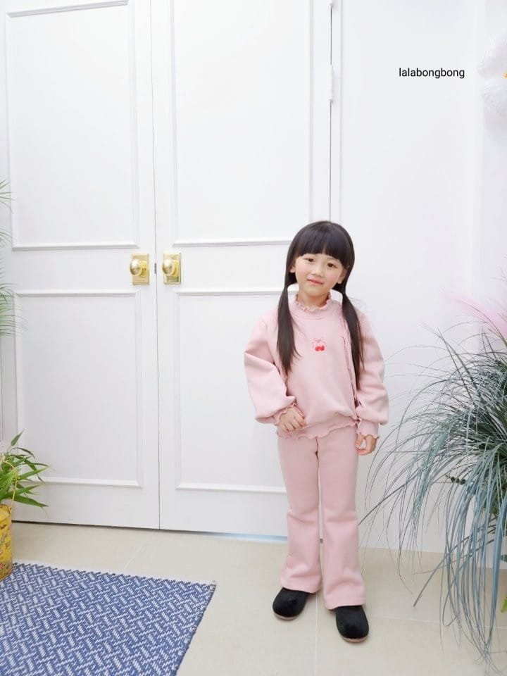 Lalabongbong - Korean Children Fashion - #kidzfashiontrend - Cherry Ribbon Top Bottom Set - 12