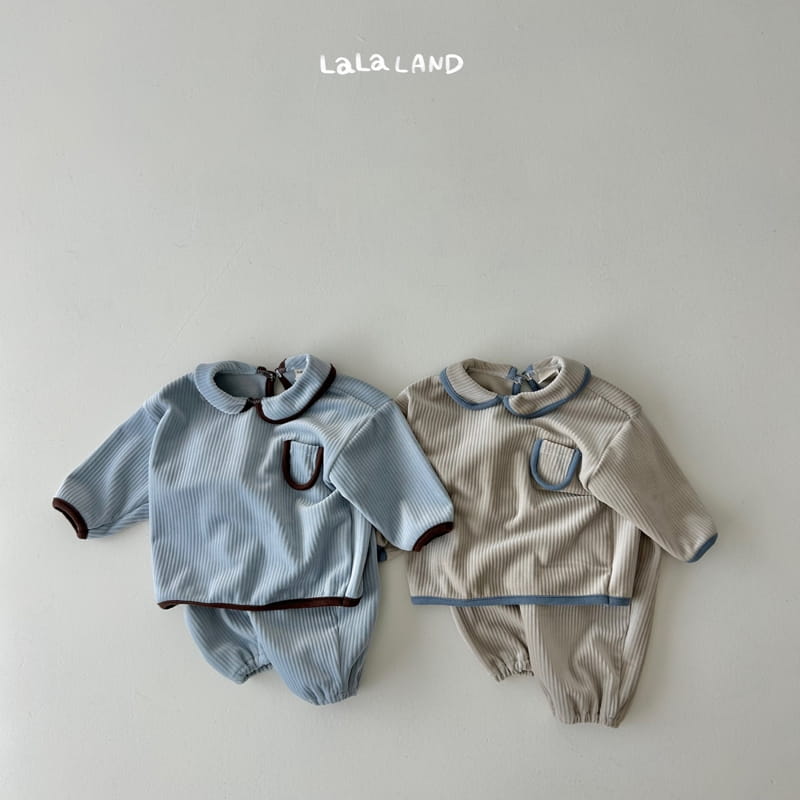 Lalaland - Korean Baby Fashion - #babyfashion - Bebe Roa Collar Top Bottom Set