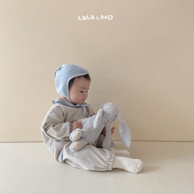 Lalaland - Korean Baby Fashion - #babygirlfashion - Bebe Roa Collar Top Bottom Set - 3