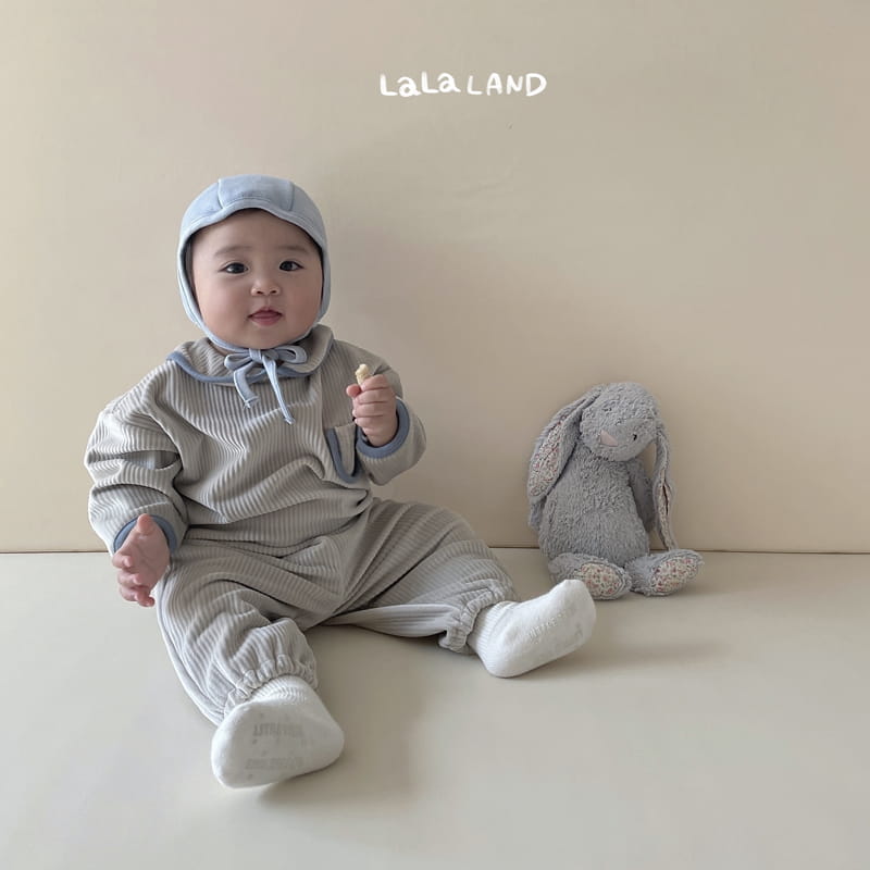 Lalaland - Korean Baby Fashion - #babygirlfashion - Bebe Roa Collar Top Bottom Set - 4