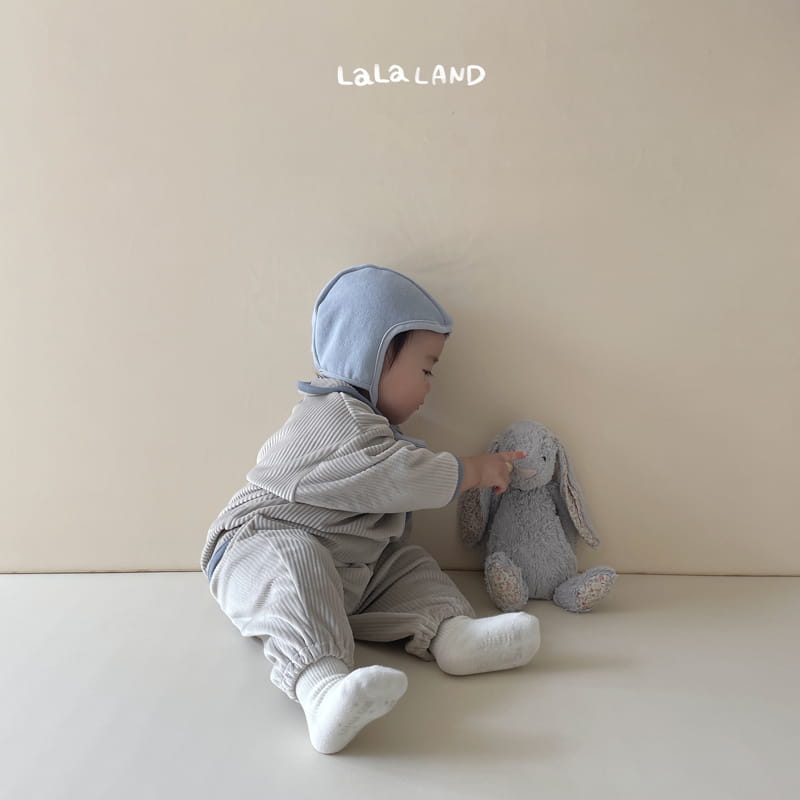 Lalaland - Korean Baby Fashion - #babyootd - Bebe Roa Collar Top Bottom Set - 6