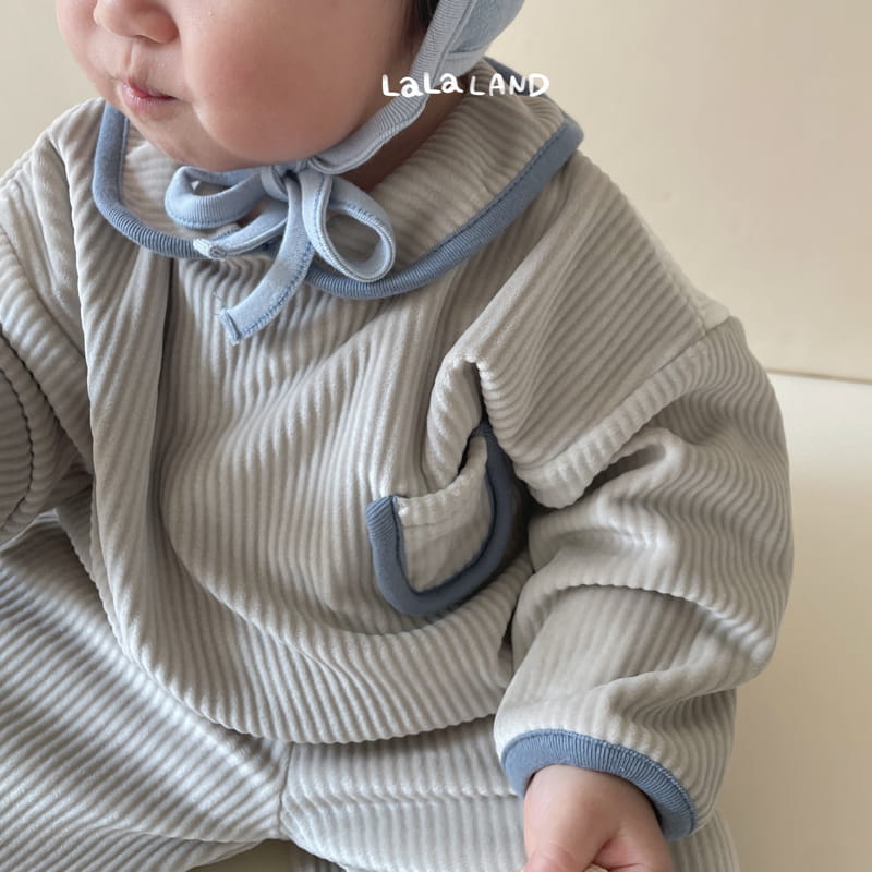 Lalaland - Korean Baby Fashion - #babyoutfit - Bebe Roa Collar Top Bottom Set - 8