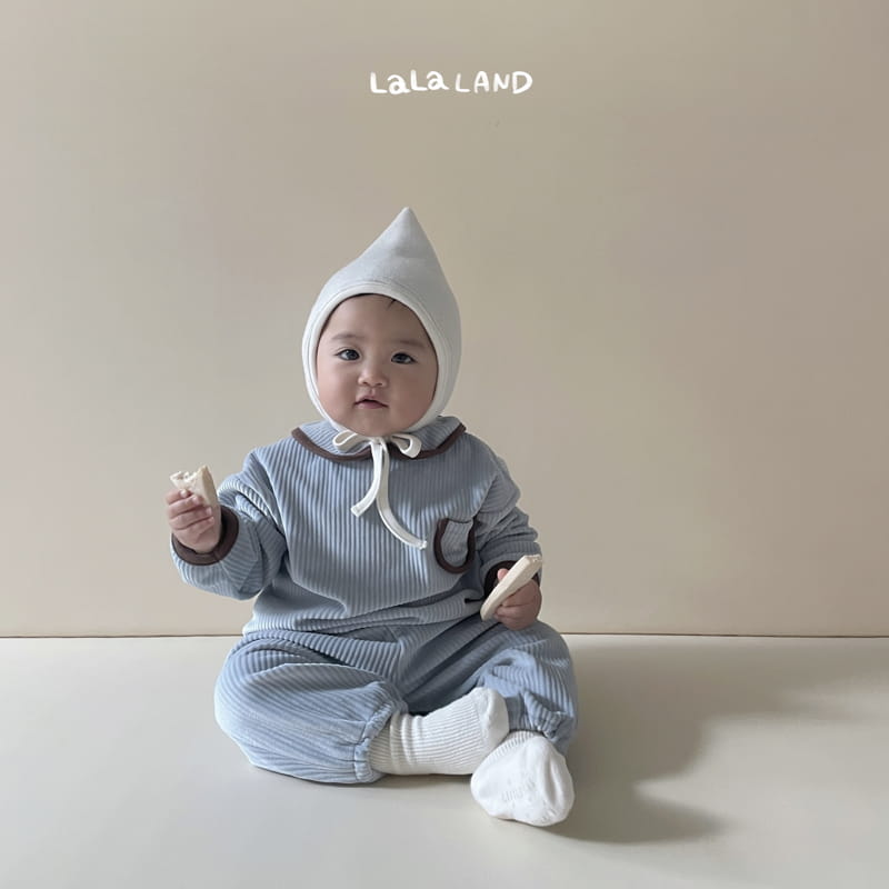 Lalaland - Korean Baby Fashion - #onlinebabyshop - Bebe Roa Collar Top Bottom Set - 11