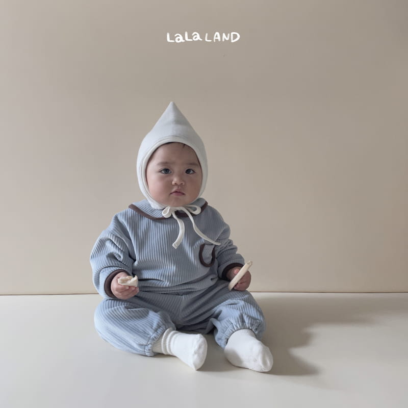 Lalaland - Korean Baby Fashion - #smilingbaby - Bebe Roa Collar Top Bottom Set - 12