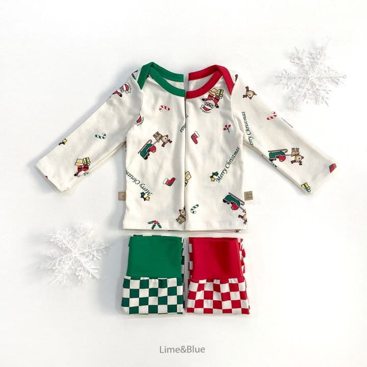 Lime & Blue - Korean Baby Fashion - #babyboutiqueclothing - Chess Christmas Baby Set - 2