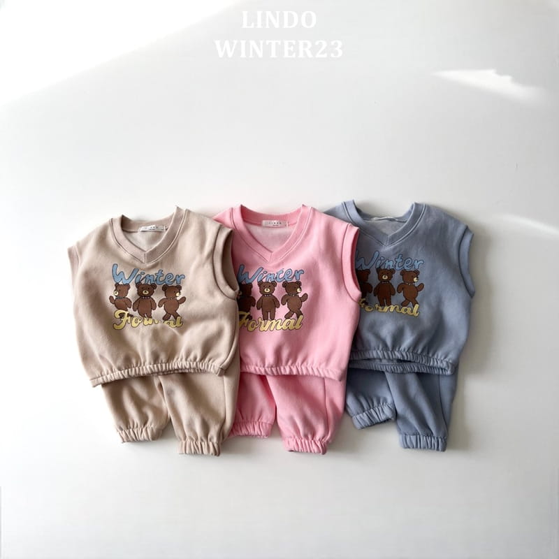 Lindo - Korean Children Fashion - #kidsshorts - Bear Three Vest Set - 6
