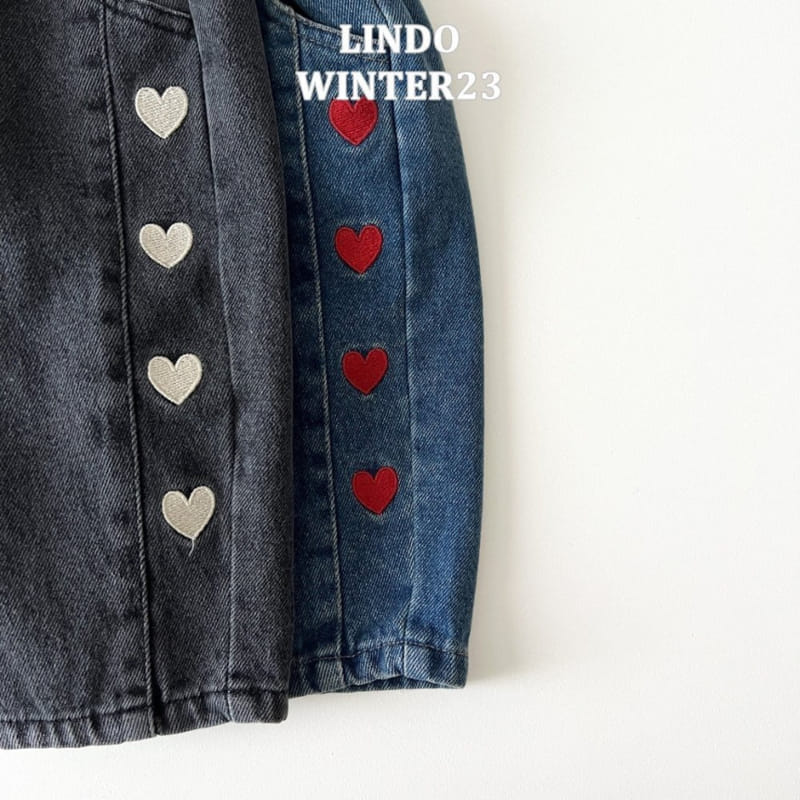 Lindo - Korean Children Fashion - #todddlerfashion - Heart Bonbon Denim Jeans - 3