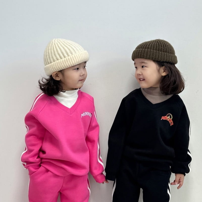 Little Rabbit - Korean Children Fashion - #minifashionista - Fleece V Neck Top Bottom Set - 10