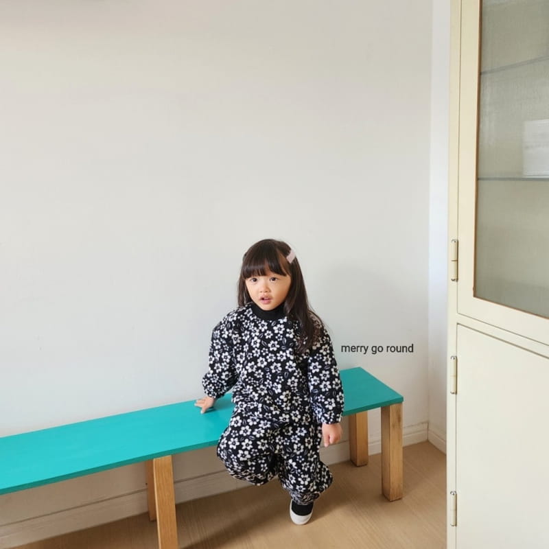 Merry Go Round - Korean Children Fashion - #kidzfashiontrend - Fleece Flower Top Bottom Set - 10