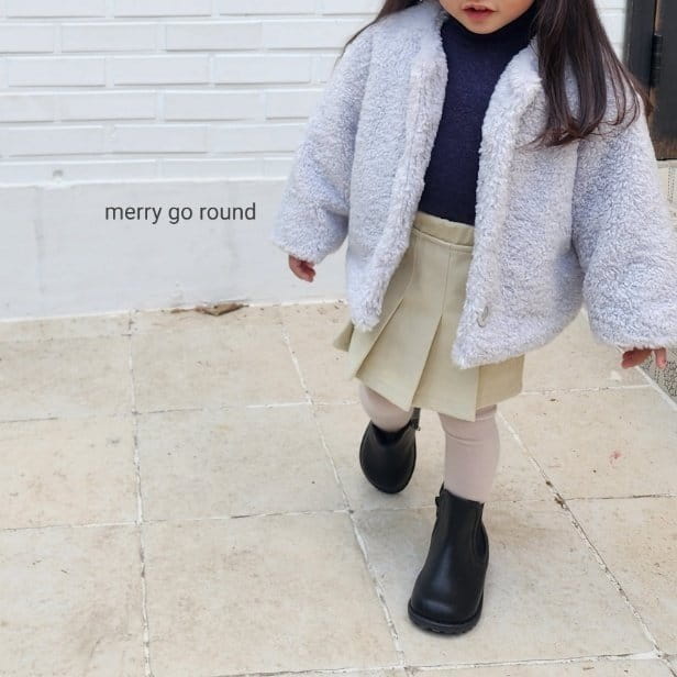Merry Go Round - Korean Children Fashion - #littlefashionista - Peach Wrinkle Skirt