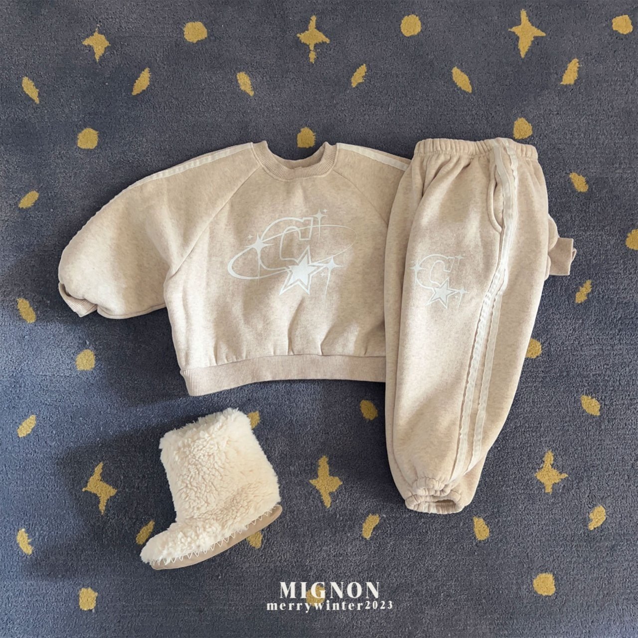 Mignon - Korean Children Fashion - #toddlerclothing - Star Top Bottom Set
