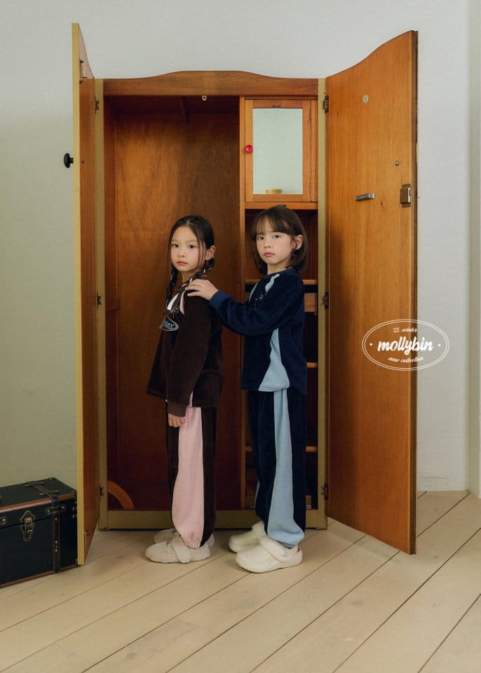 Mollybin - Korean Children Fashion - #designkidswear - Track Velvet Top Bottom Set - 12