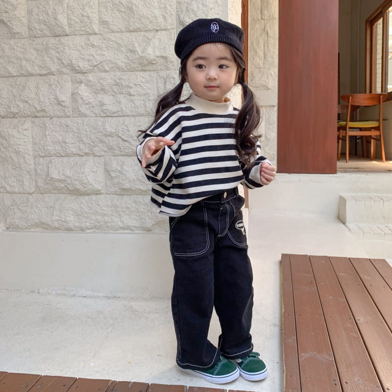 Momo Ann - Korean Children Fashion - #childofig - Black Stitch Pants
