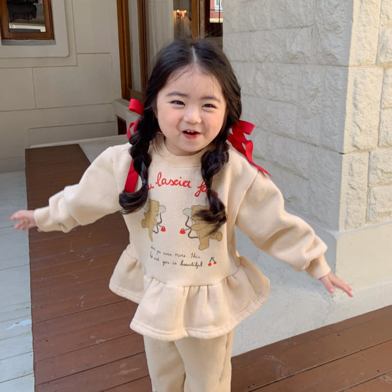 Momo Ann - Korean Children Fashion - #childrensboutique - Cherry Bear Top Bottom Set - 9
