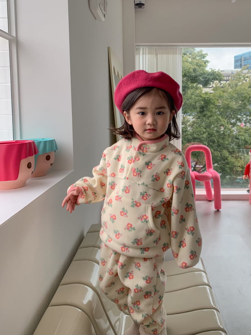 Momo Ann - Korean Children Fashion - #littlefashionista - Fleece Top Bottom Set - 2