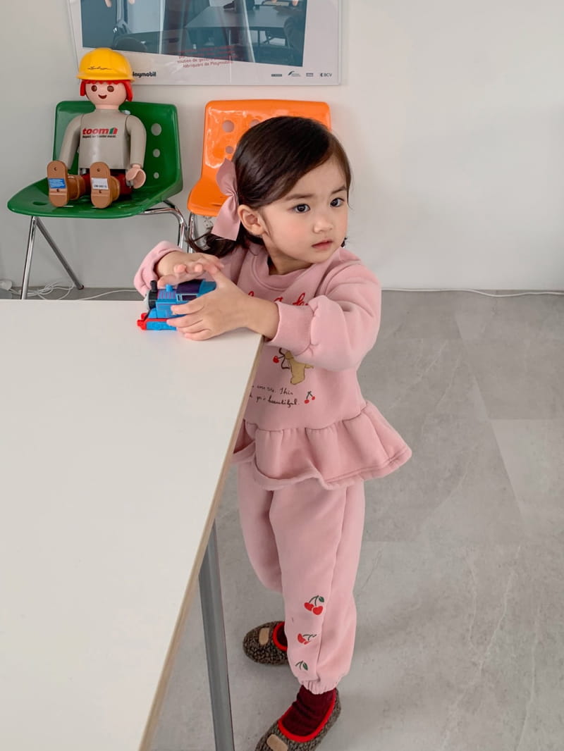 Momo Ann - Korean Children Fashion - #littlefashionista - Cherry Bear Top Bottom Set - 4