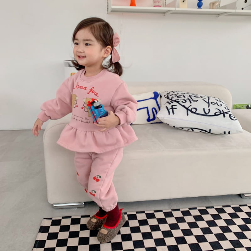 Momo Ann - Korean Children Fashion - #minifashionista - Cherry Bear Top Bottom Set - 5