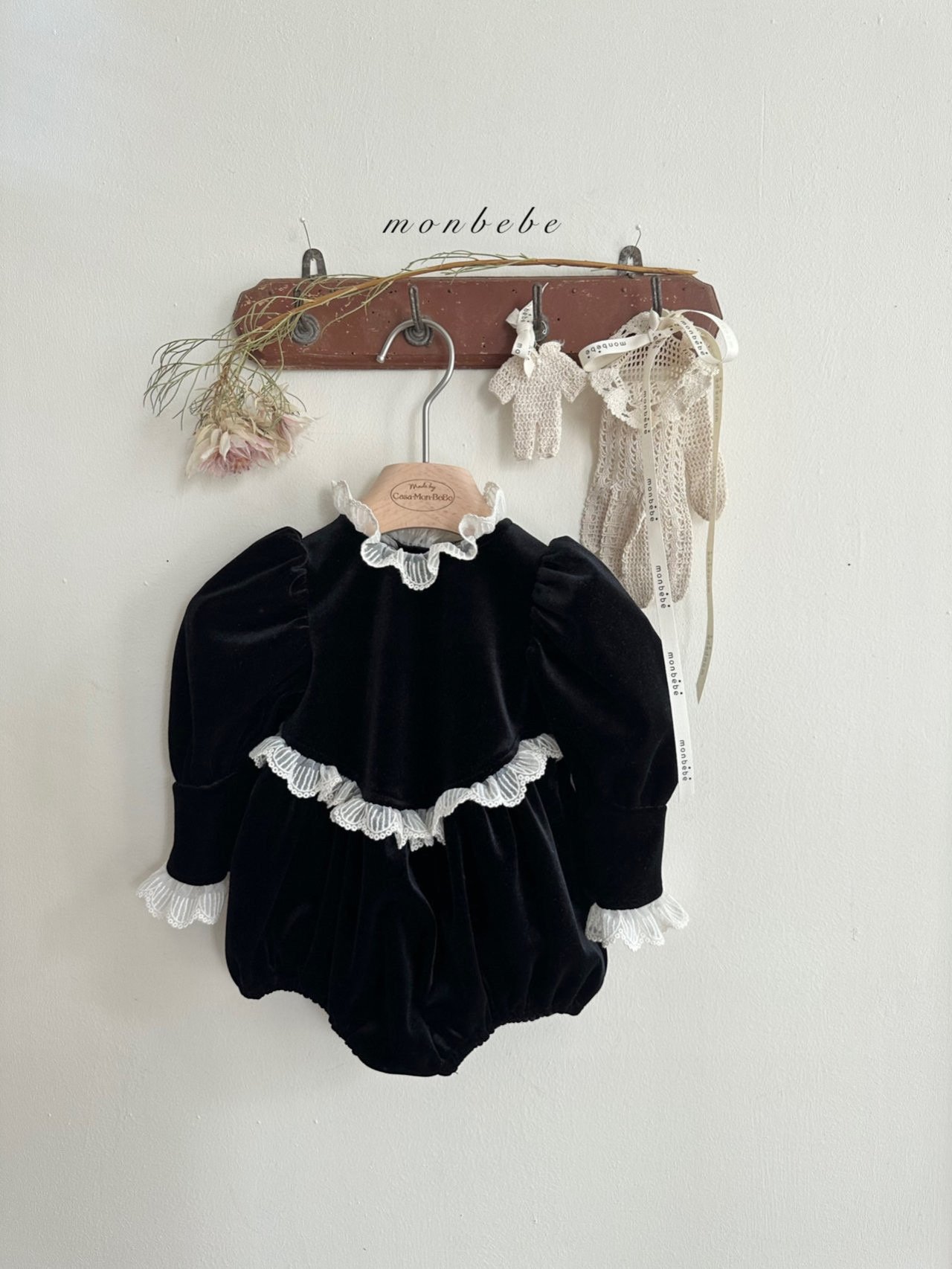 Monbebe - Korean Baby Fashion - #babyfashion - Velvet Bodysuit - 11