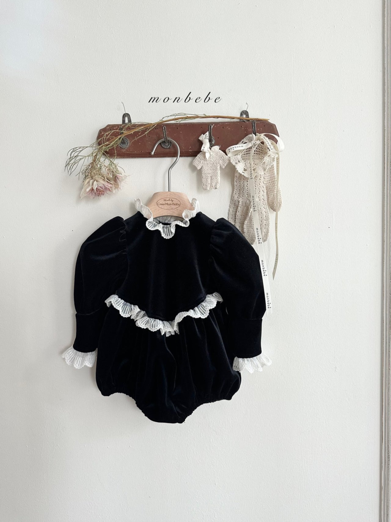 Monbebe - Korean Baby Fashion - #babyoutfit - Velvet Bodysuit - 3