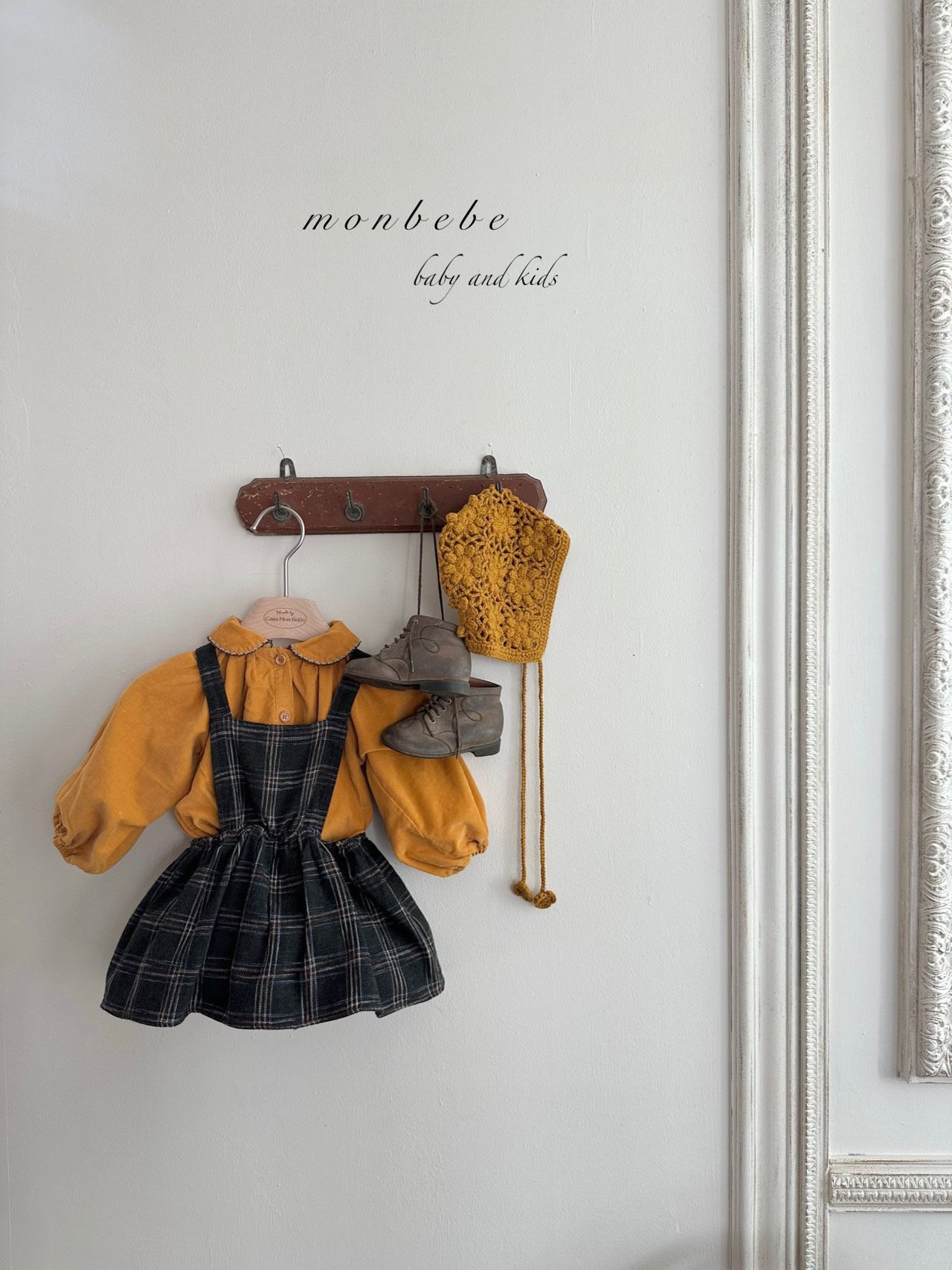 Monbebe - Korean Baby Fashion - #onlinebabyshop - Check Dungarees Bodysuit - 7