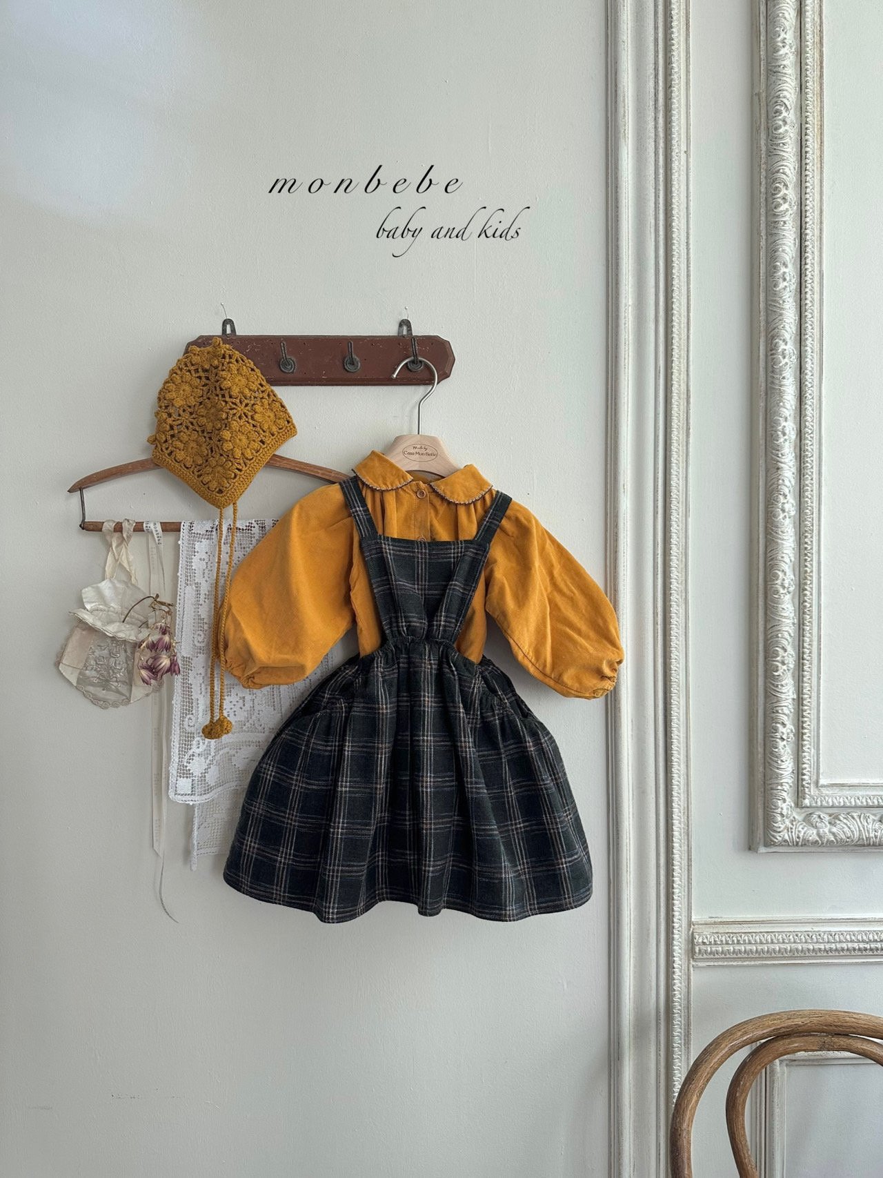 Monbebe - Korean Children Fashion - #kidzfashiontrend - Check Dungarees One-piece - 3