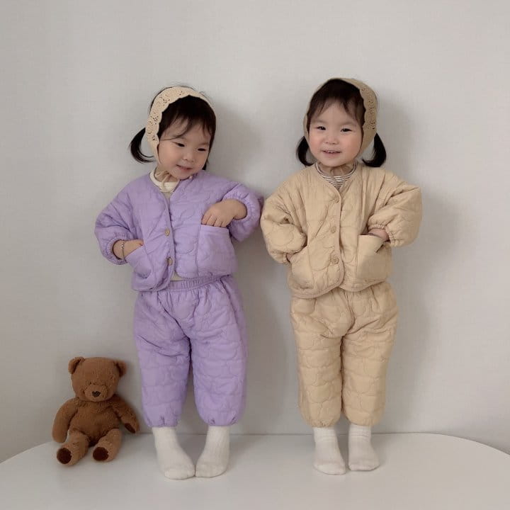 Moran - Korean Children Fashion - #childrensboutique - Line Bear Top Bottom Set - 8