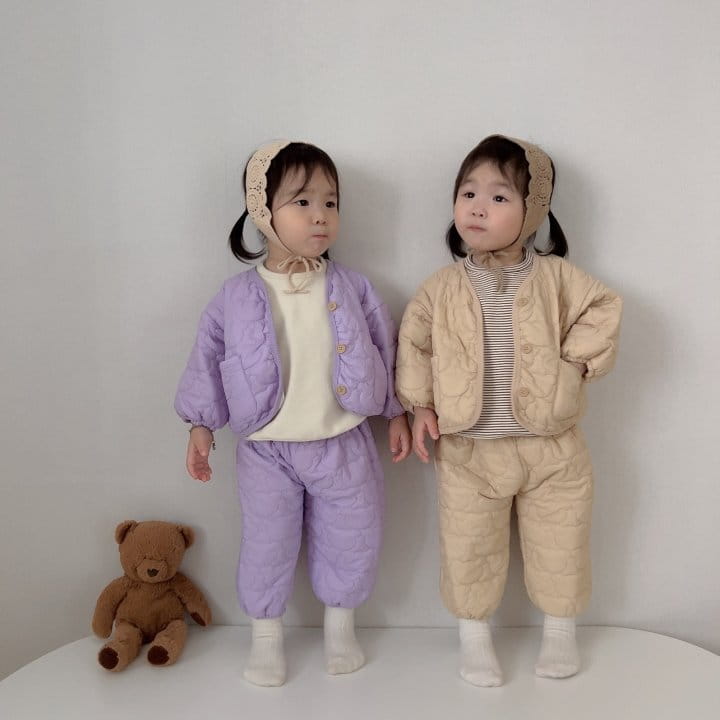 Moran - Korean Children Fashion - #designkidswear - Line Bear Top Bottom Set - 9