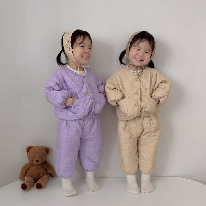 Moran - Korean Children Fashion - #littlefashionista - Line Bear Top Bottom Set - 2