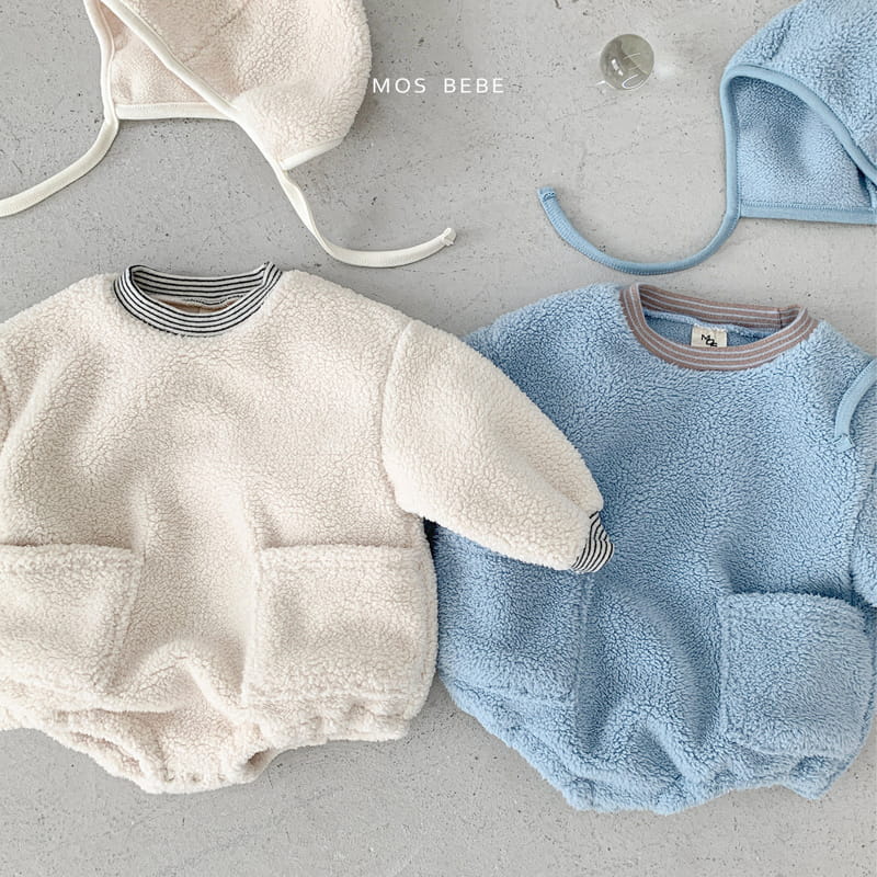 Mos Bebe - Korean Baby Fashion - #babyootd - Bbosong Pocket Bodysuit with Bonnet - 3