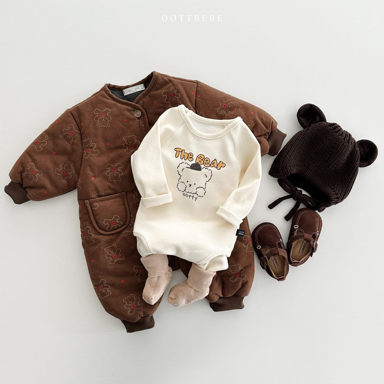 Oott Bebe - Korean Baby Fashion - #babyboutique - Heart Bear Padding Body Suit - 12