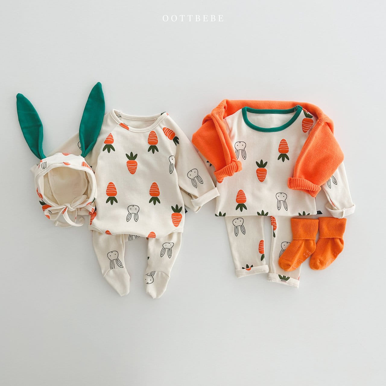 Oott Bebe - Korean Baby Fashion - #babyboutiqueclothing - Long Sleeves Vegetable Bodysuit Set - 12
