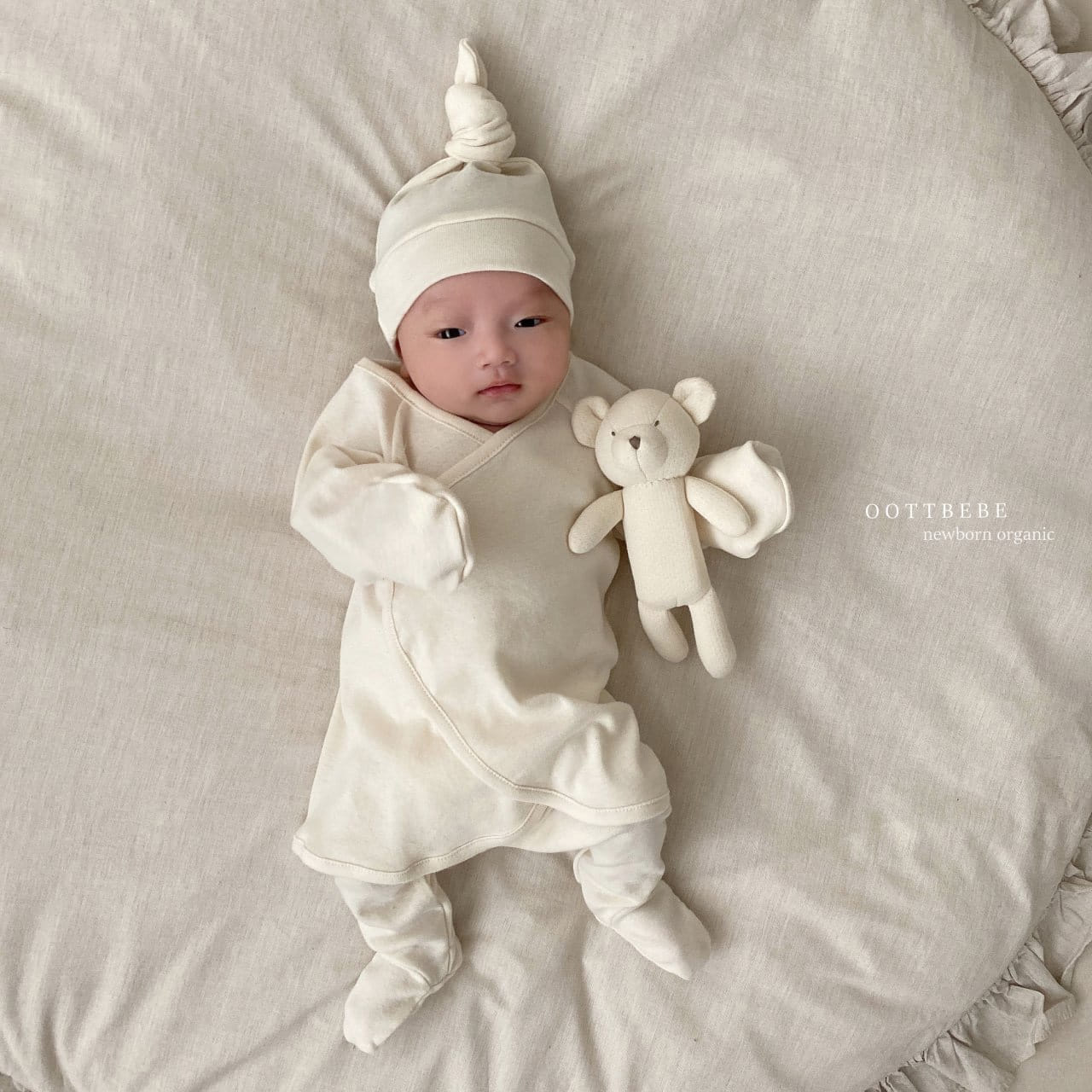 Oott Bebe - Korean Baby Fashion - #babyfashion - Organic Baby Baenaejeogori Bonnet Set - 5