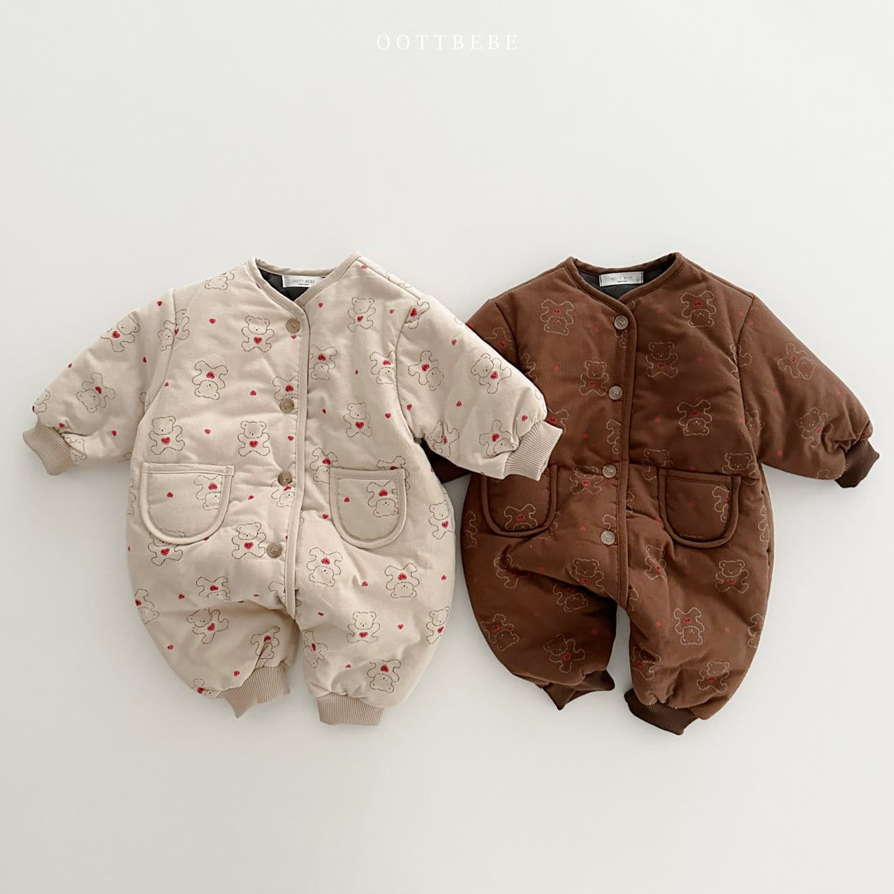 Oott Bebe - Korean Baby Fashion - #babyfever - Heart Bear Padding Body Suit
