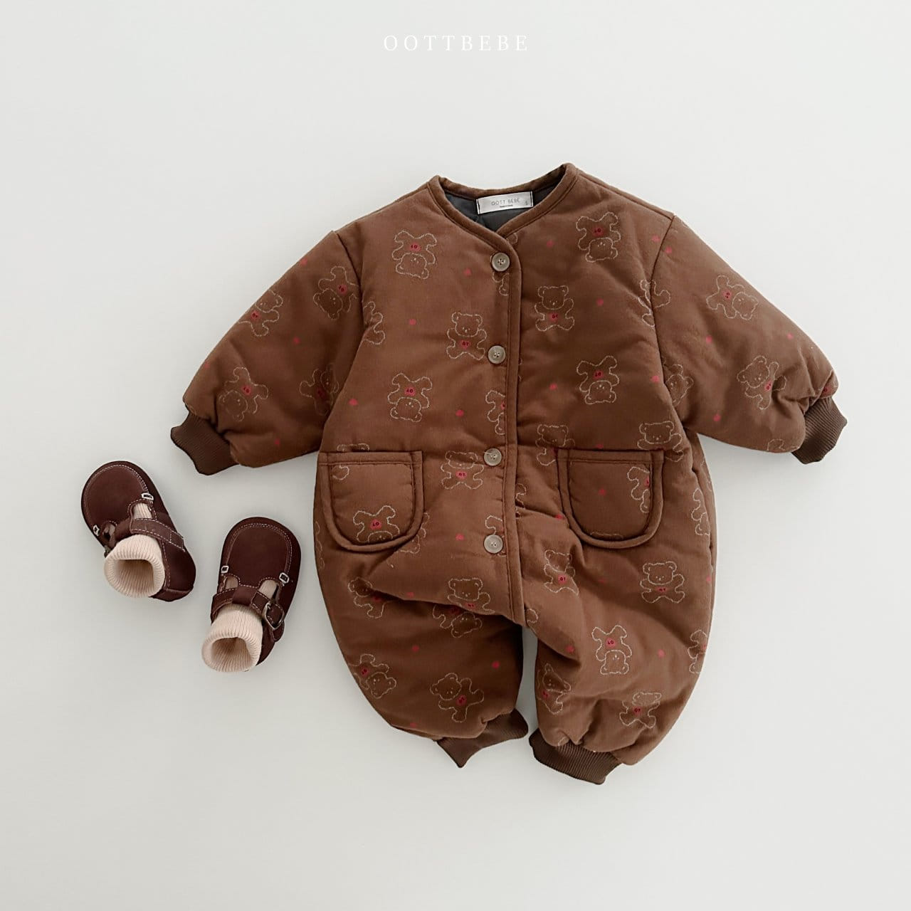 Oott Bebe - Korean Baby Fashion - #babylifestyle - Heart Bear Padding Body Suit - 3